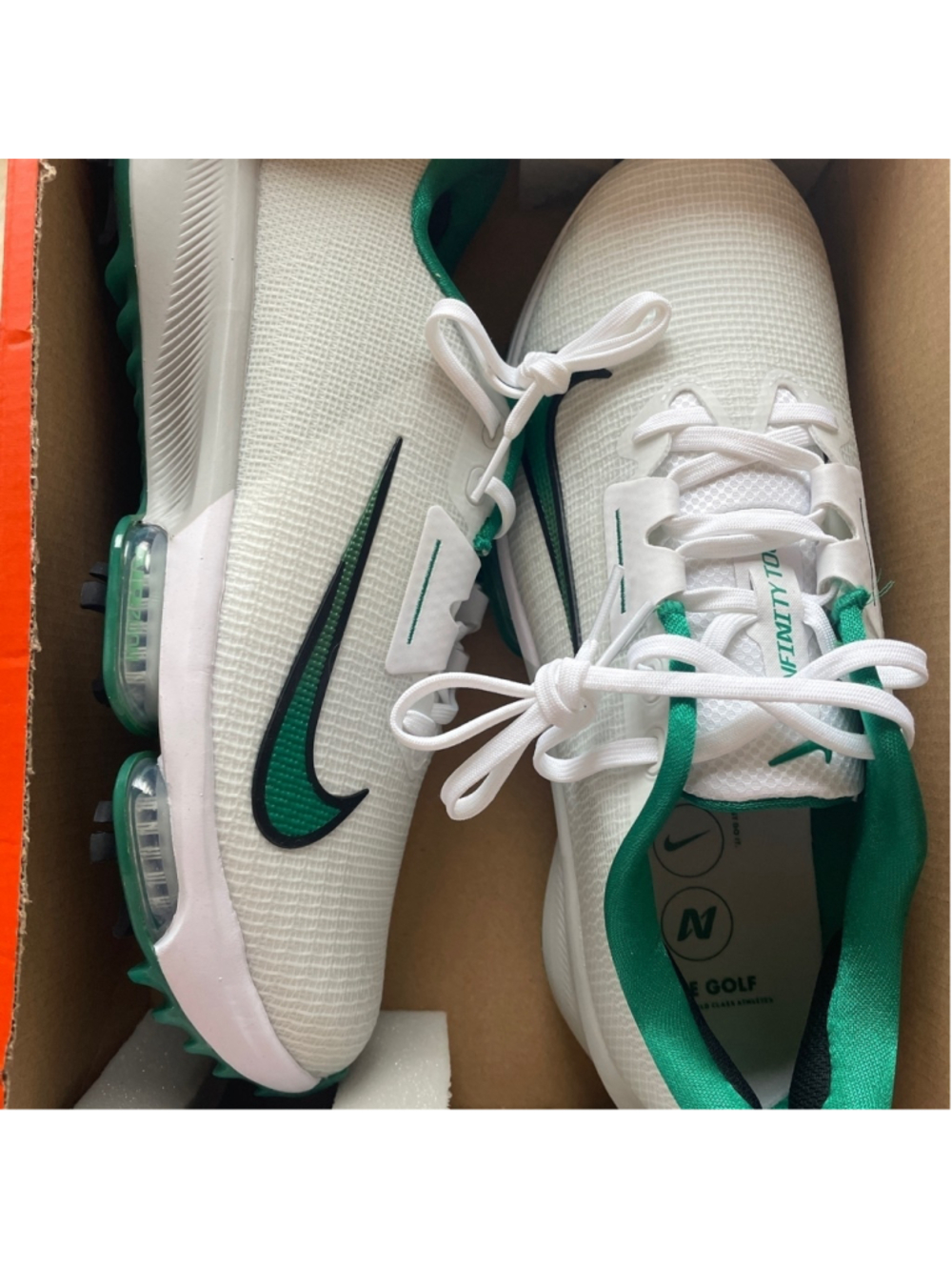 Nike Air Zoom Infinity Tour 2 Golf Shoes Men 9 White Malachite HQ2158-100 New